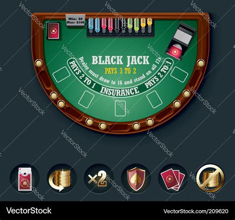 Tema Blackjack: Tabel Hitam dan Ilustrasi Vektor