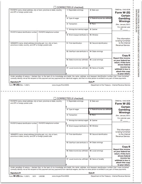 Form W-2 G: Certain Gambling Winnings