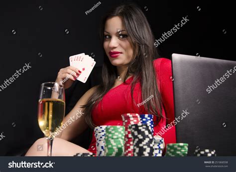 sexy girl hold poker