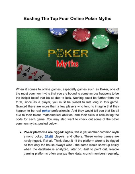 Online Poker: Debunking the Myths