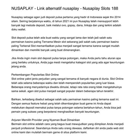 nusaplay slots 188 link alternatif