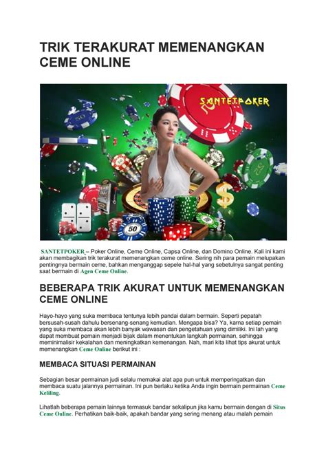 Cara Menang Bandar Ceme Online: Tips dan Trik untuk Memenangkan Permainan