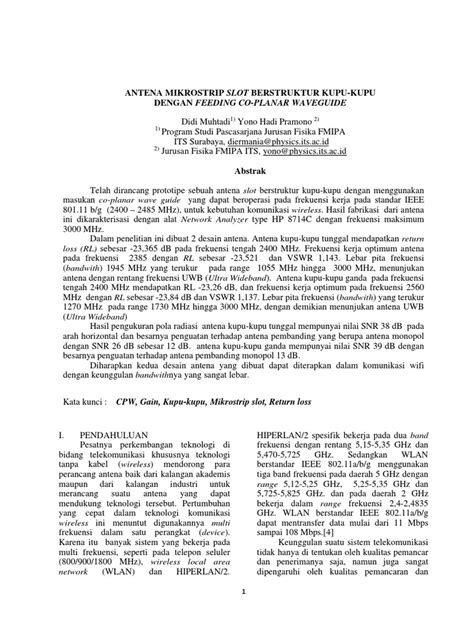 Rancang Bangun Antena Mikrostrip Bowtie Pada Frekuensi 5,2 GHz