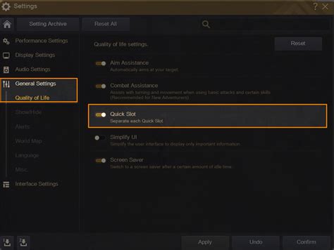 Mengaktifkan Quick Slot di Black Desert Online dan Auto-Aligh Quick Slot