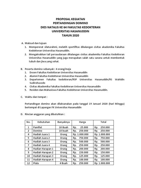 Contoh Proposal Kegiatan Domino: “LPM Cup 1