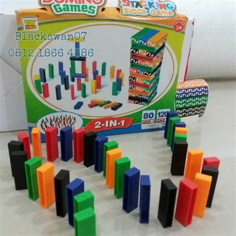 Mainan Anak Edukasi: Domino Train dan Balok Kayu Susun