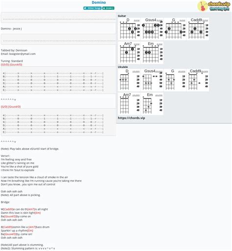 Tulisan Artikel: Domino Chords Ver. 6 dengan Lirik oleh Jessie J untuk Gitar dan Ukulele