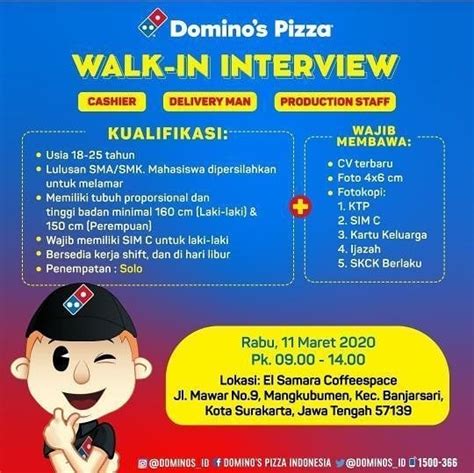 Persyaratan Loker Domino’s Pizza Indonesia