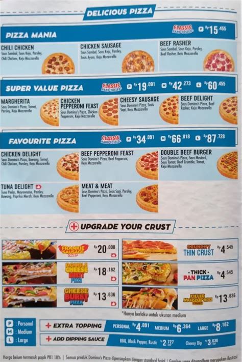 Menu Domino’s Pizza Terlengkap: Pizza, Spageti, Nasi, dan Minuman Segar