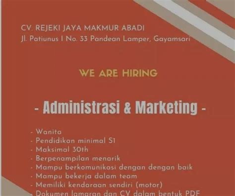 Lowongan Kerja: Accounting Staff di CV Rejeki Jaya Makmur Abadi⁣ Indonesia