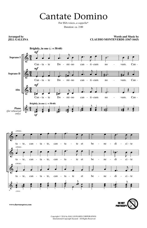 Menelusuri Musik Klasik: Cantate Domino SATB Not Angka