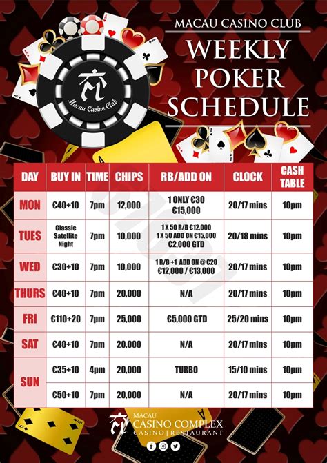 Tournament Schedule for WPT Macau Championship 2024