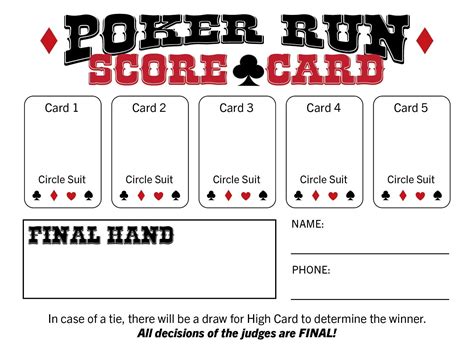 Mengisi Poker Run Score Sheet Template: Cara Mudah dan Efektif